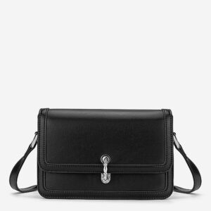 Classic flap crossbody bag with clasp - SHO 0277 - Black