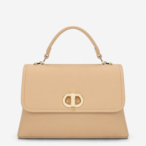 Flip-top handbag with double compartment and swivel lock - SAT 0337 - Beige