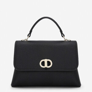 Flip-top handbag with double compartment and swivel lock - SAT 0337 - Black