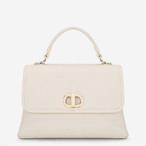 Flip-top handbag with double compartment and swivel lock - SAT 0337 - Cream